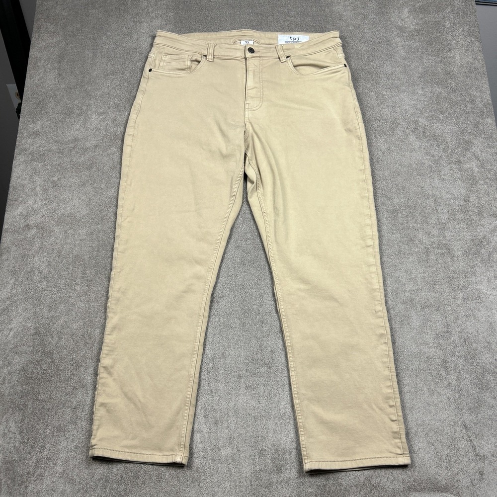 tpj The Perfect Jean Pants Mens 36x30 Athletic Fit 5 Pocket Chino Stretch Beige
